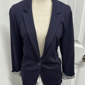 H&M Dark Blue Blazer with Striped Accents